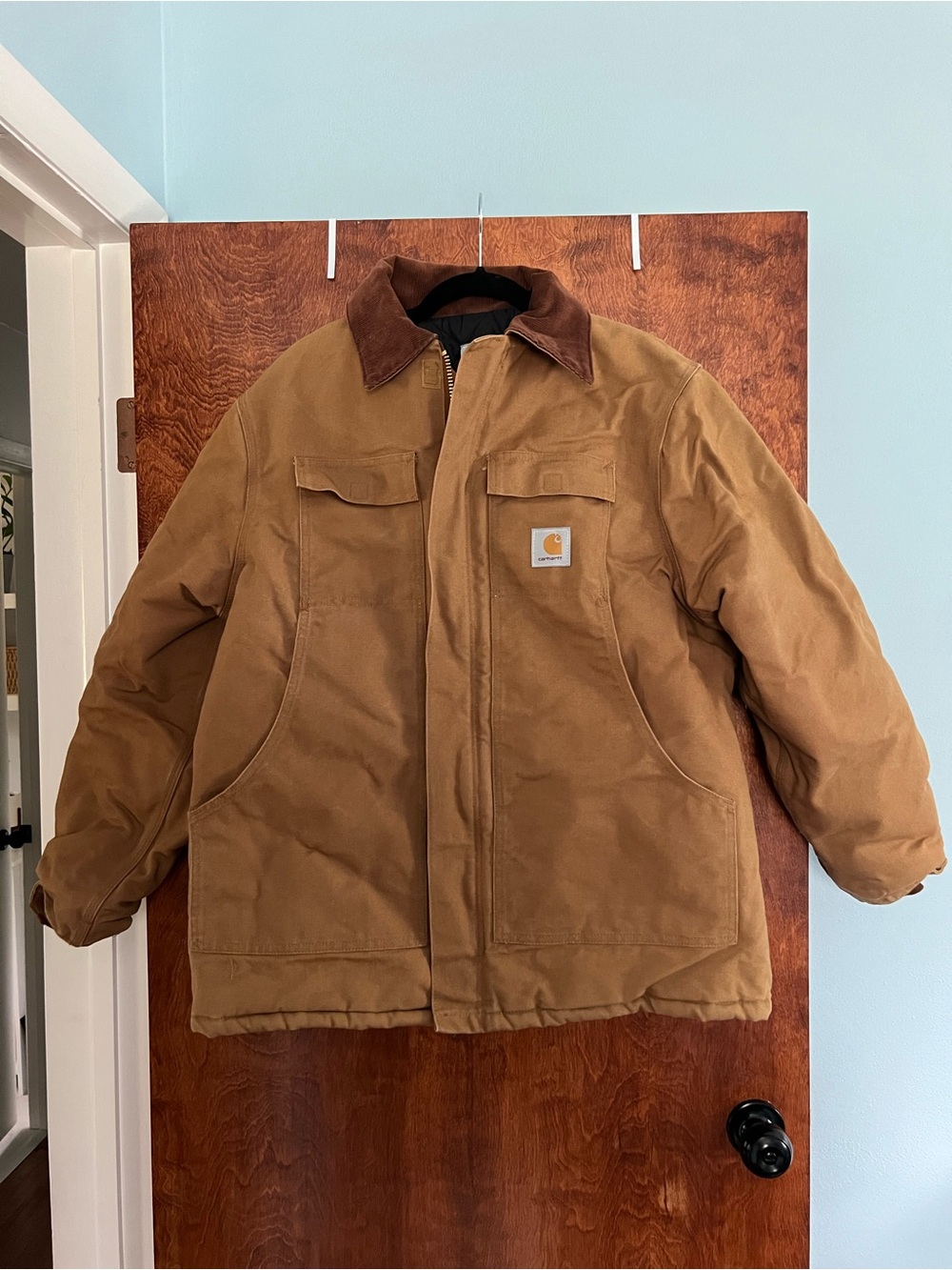 Carhartt Tan Brown Corduroy-Collar Jacket XL?